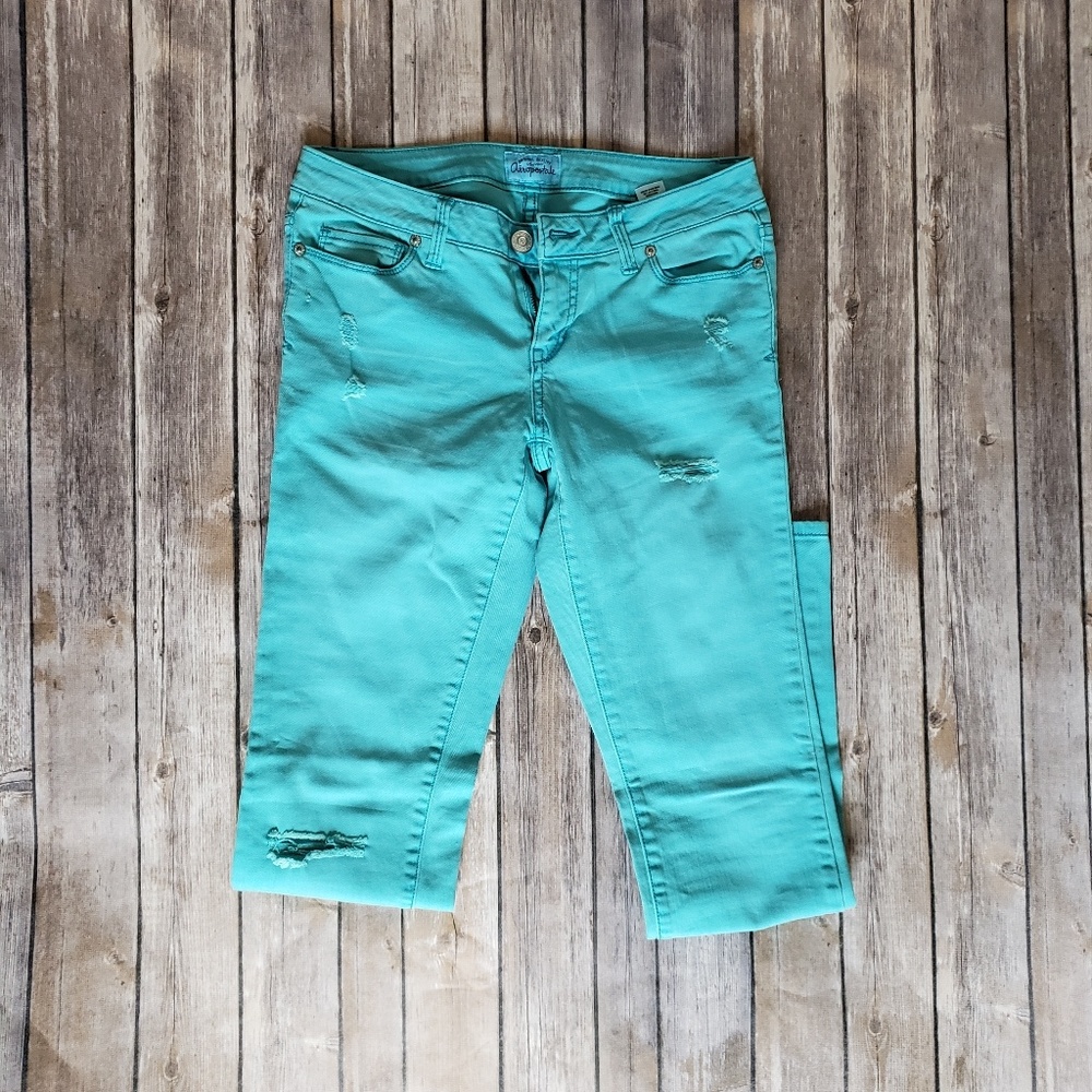 Aeropostale Teal Jeans Bayla Skinny 3/4